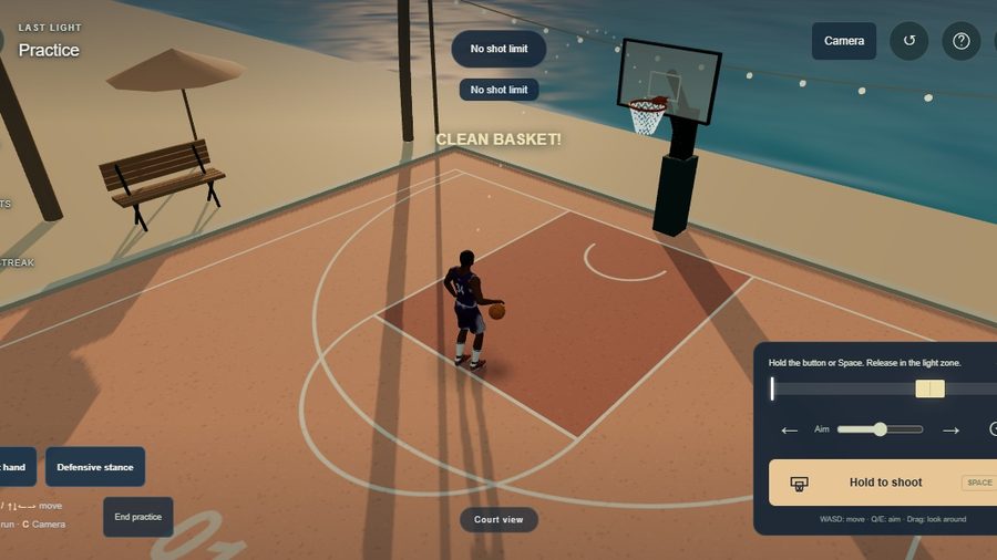 The beach: a shot at the hoop