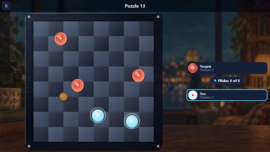 A puzzle: clear the board in five flicks