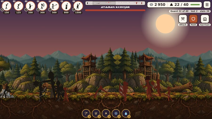 Ataman Kudeyar and his camp by the forest towers