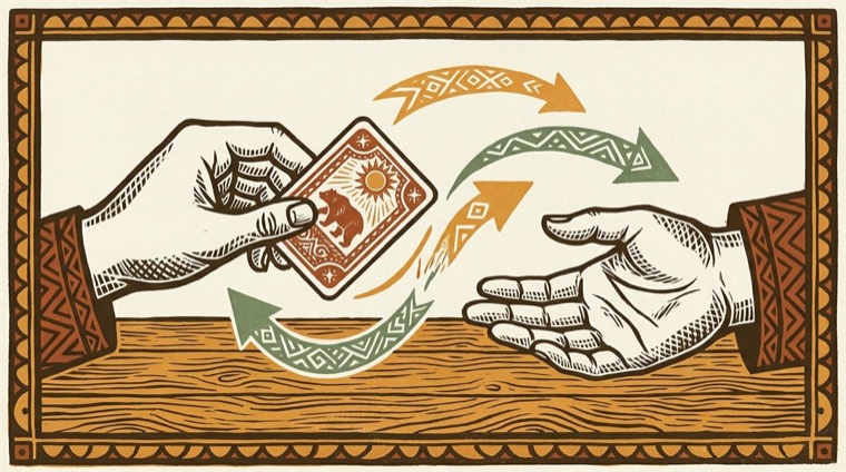 A player passes a card to the next player